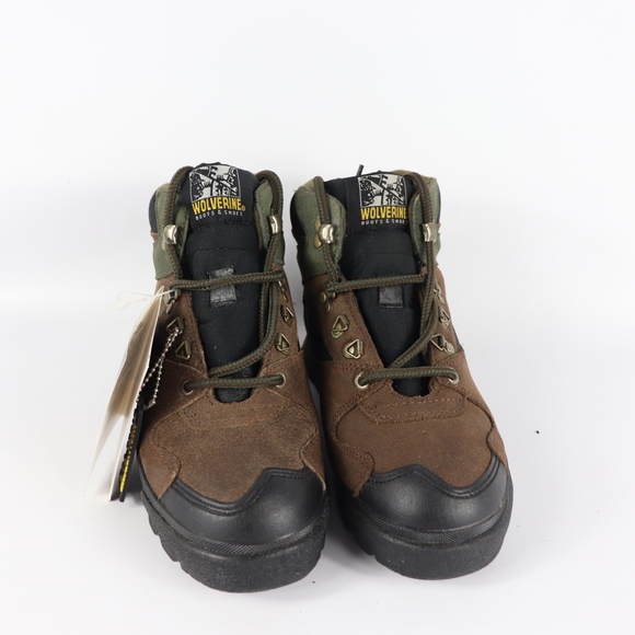 Vtg 90s Wolverine Mens 8 W Steel Toe Boots Brown - Picture 2 of 8